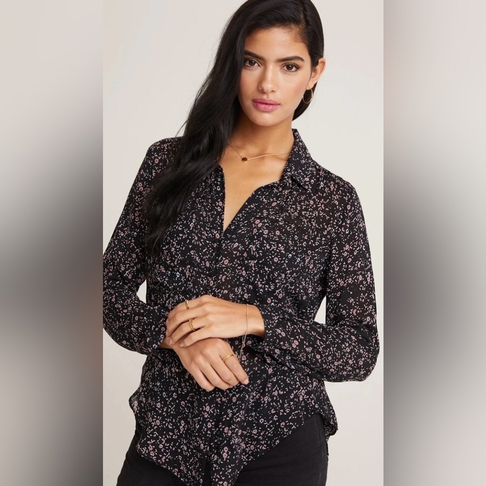 Bella Dahl Hipster Button Down Long Sleeve Rayon Blouse Womens Medium